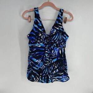 Swimsuits for All Womens Blue Geometric print swim dress womens 14